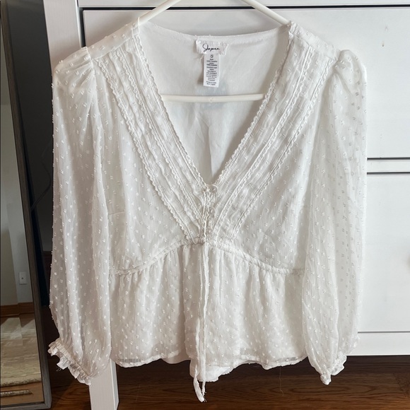 Japna Tops - Japna White Textured Blouse